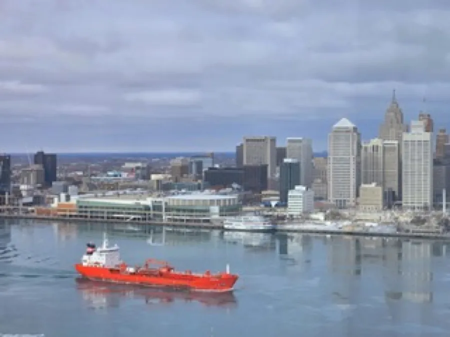 A freighter on the Detroit River